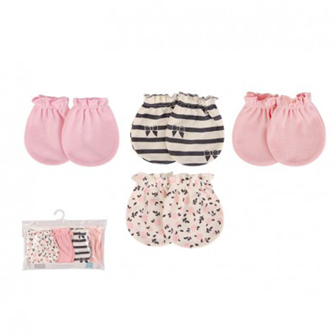 Hudson Baby 4 Scratch Mittens- Pink Flowers