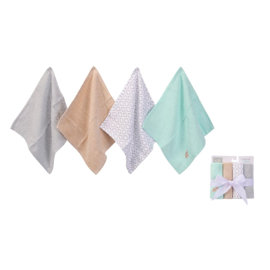 Hudson Baby 4 Washclothes- Mint Elephant