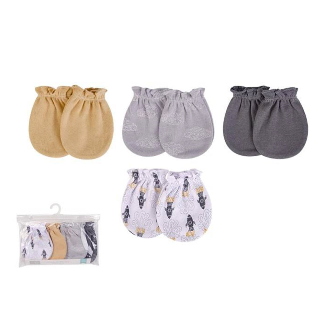 Hudson Baby 4 Scratch Mittens- Yellow Rockets