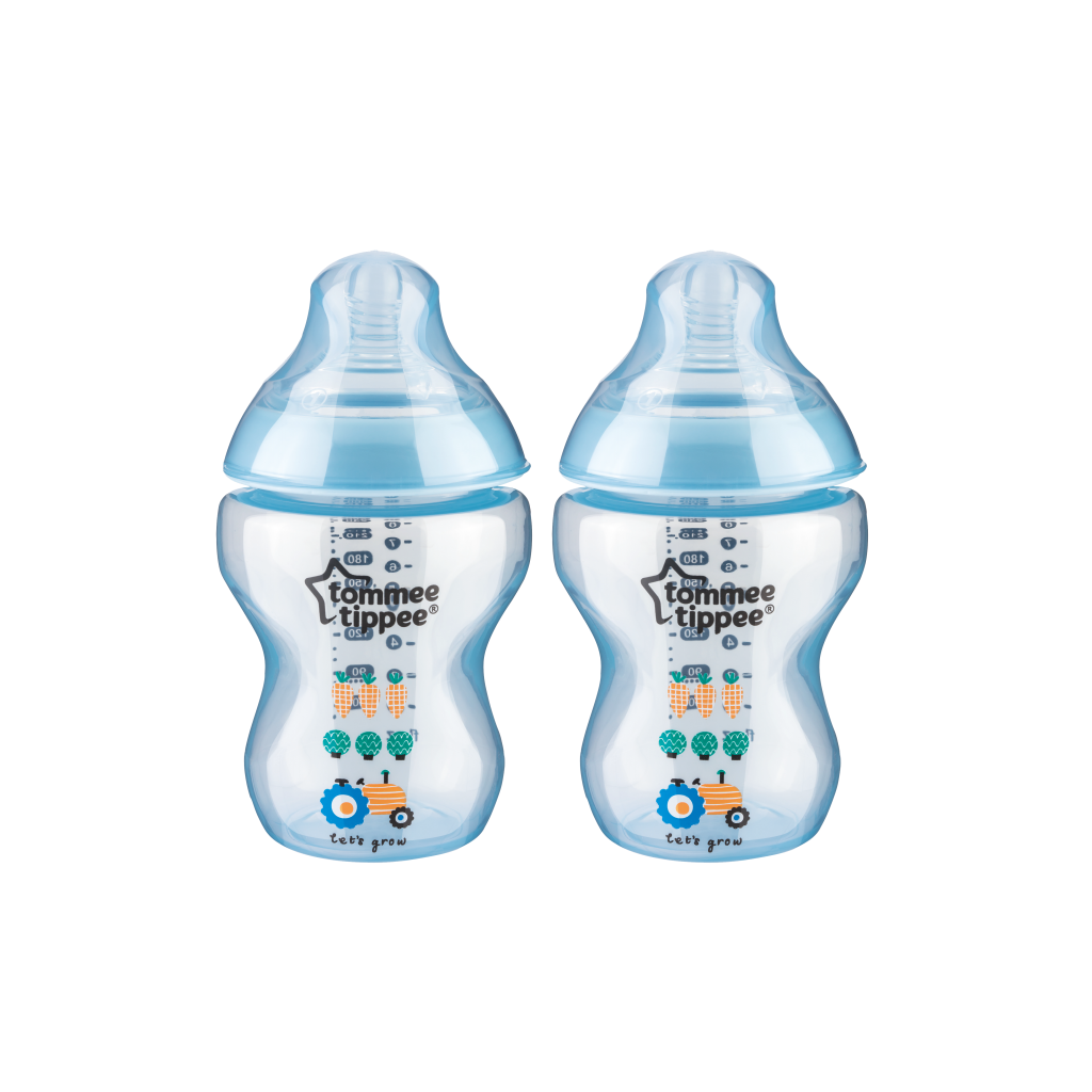 Tommee Tippee Closer to Nature Decorated Feeding Bottle 0+ 260ml/ 9oz (2 Pack)