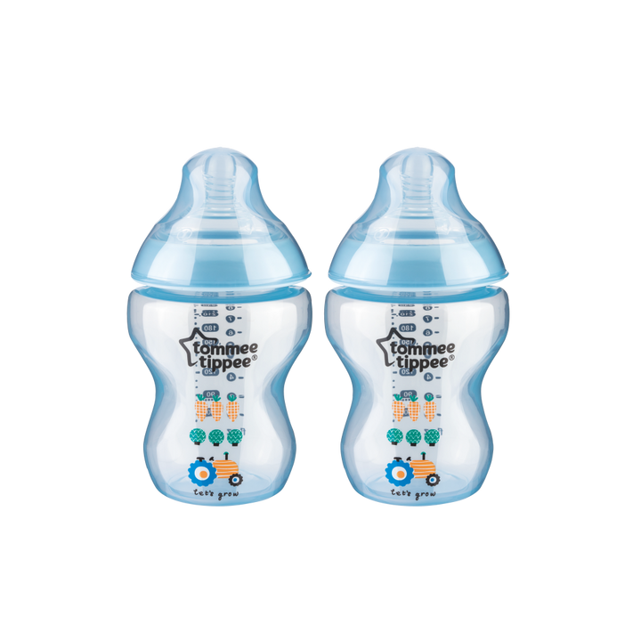 Tommee Tippee Closer to Nature Decorated Feeding Bottle 0+ 260ml/ 9oz (2 Pack)