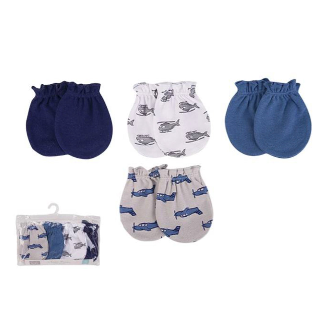 Hudson Baby 4 Scratch Mittens- Blue Aeroplanes