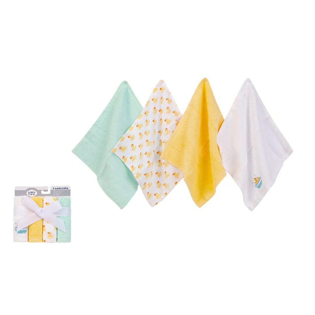 Hudson Baby 4 Washclothes- Bathing Ducks