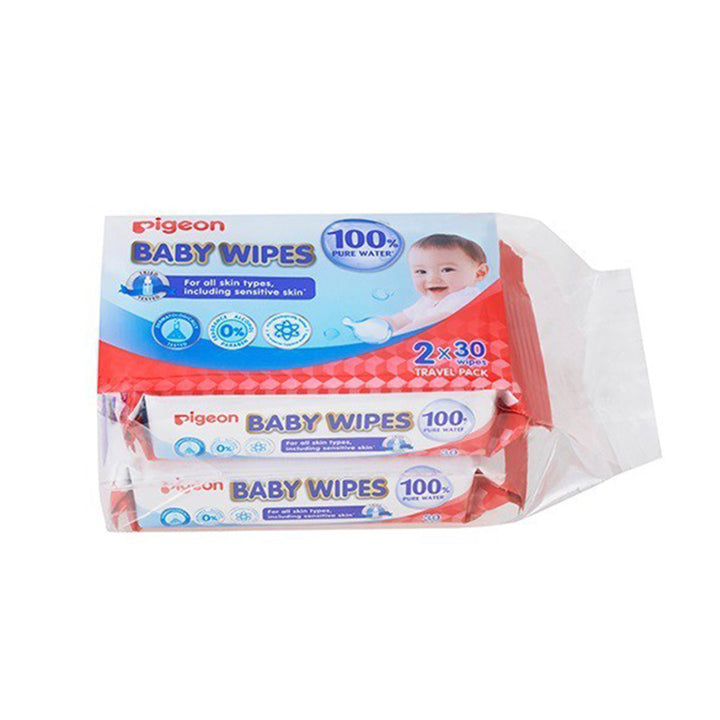 Pigeon 100% Pure Water Baby Wipes 30s 2-in-1