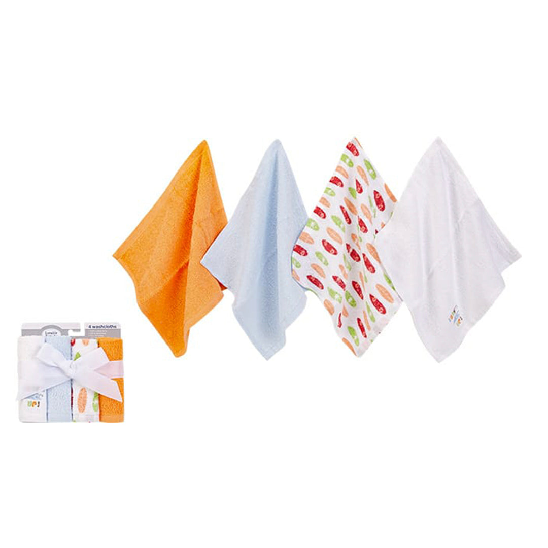 Hudson Baby 4 Washclothes- Colourful Feathers - Happikiddo.com