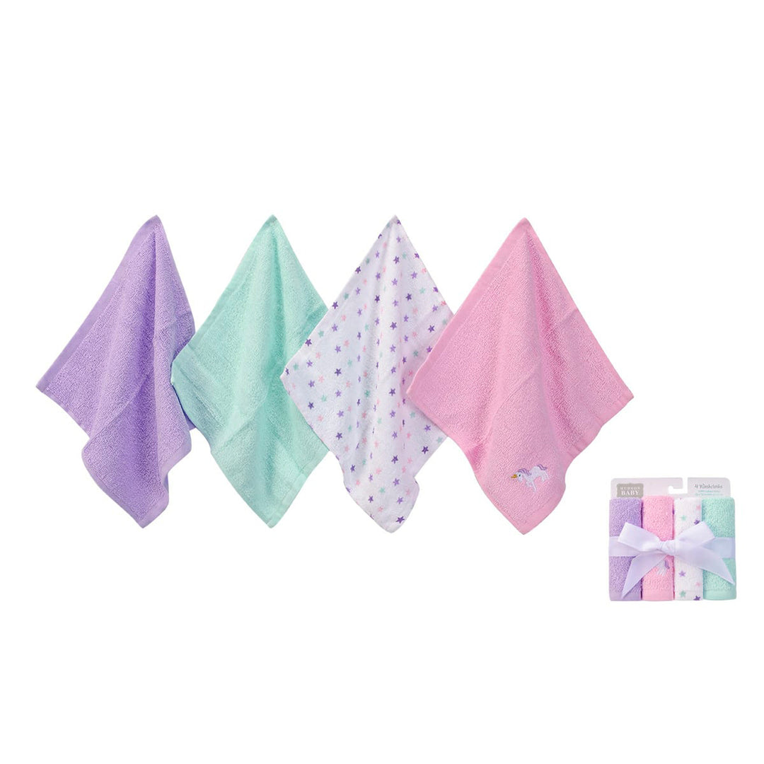 Hudson Baby 4 Washclothes- Colourful Stars - Happikiddo.com