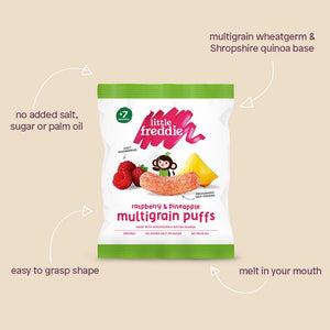 Little Freddie Raspberry & Pineapple Multigrain Puffs (7m+)
