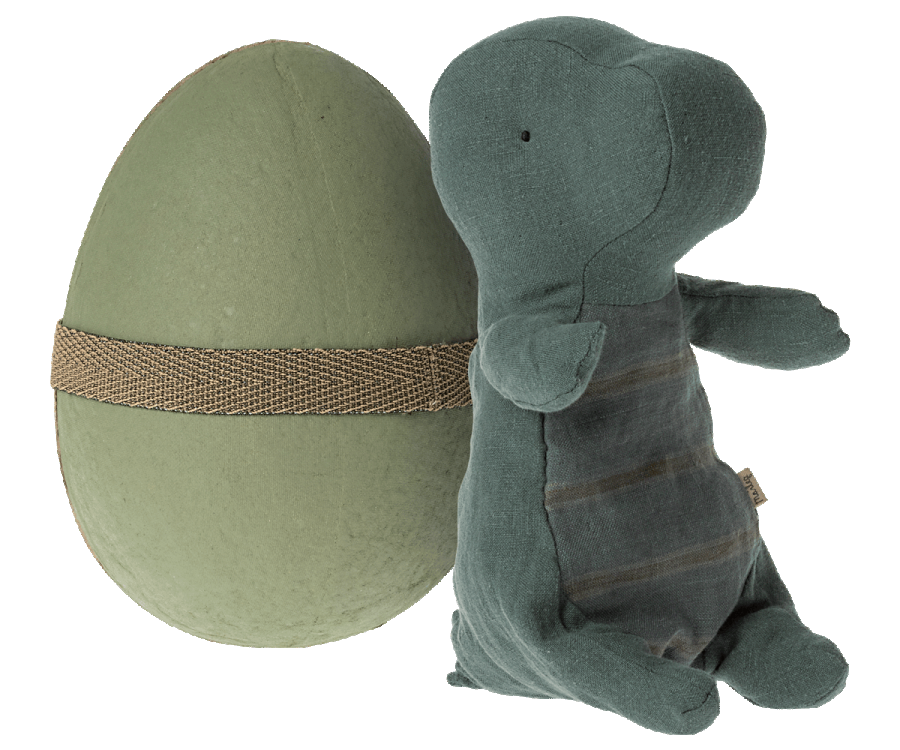 Maileg Gantosaurus in egg, Small - Dark Petrol