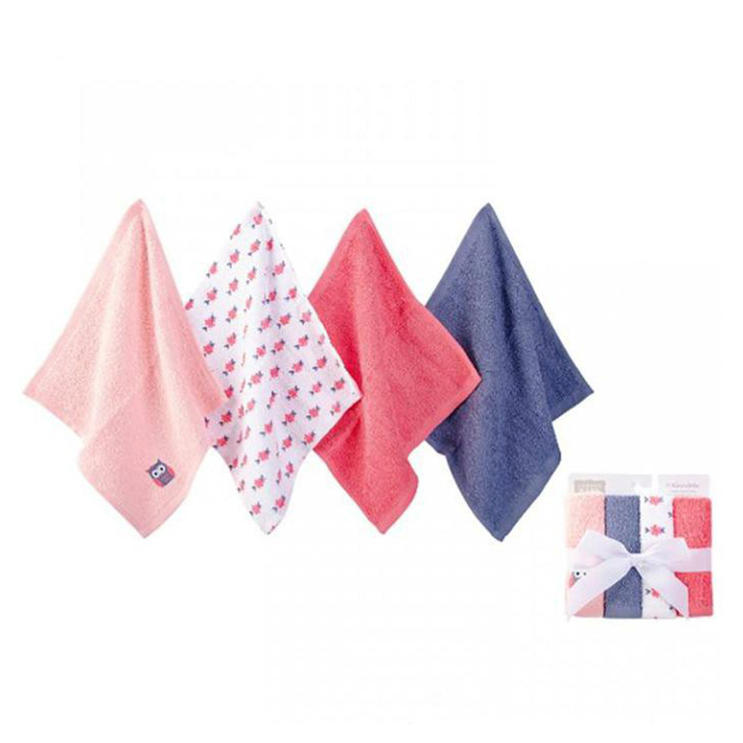 Hudson Baby 4 Washclothes- White Flower
