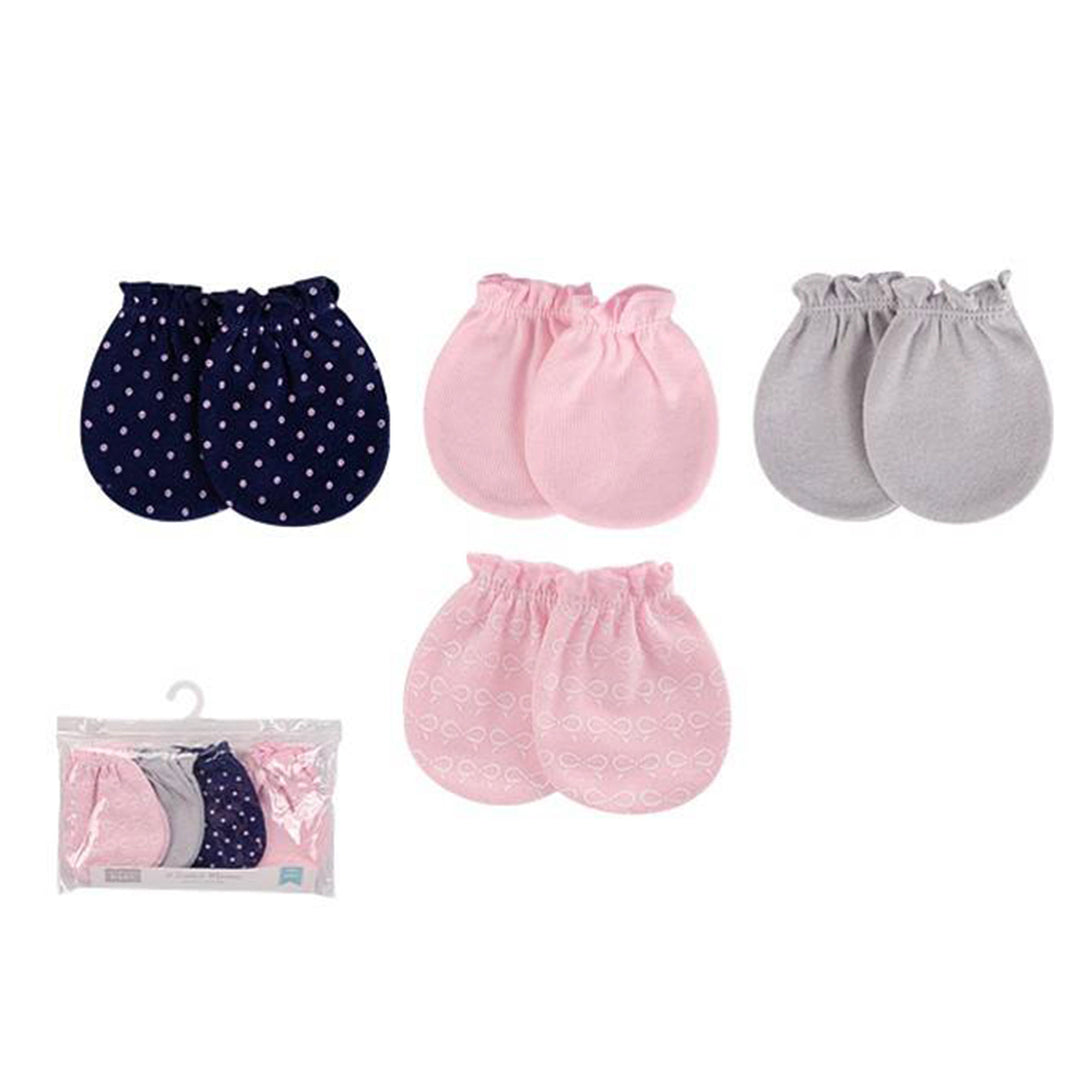 Hudson Baby 4 Scratch Mittens- Pink Ribbons