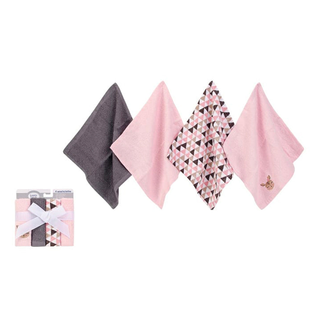 Hudson Baby 4 Washclothes- Pink Kangaroo