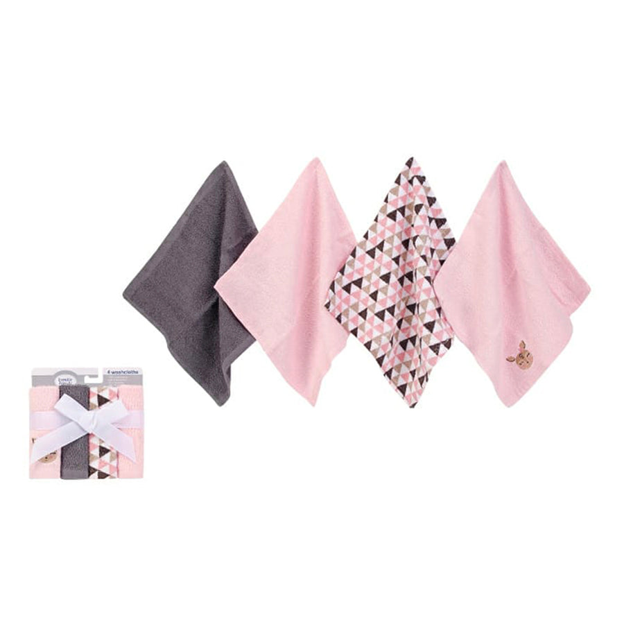 Hudson Baby 4 Washclothes- Pink Kangaroo
