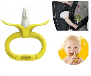 Ange Monkey Banana Baby Teether - Toothbrush with Clip