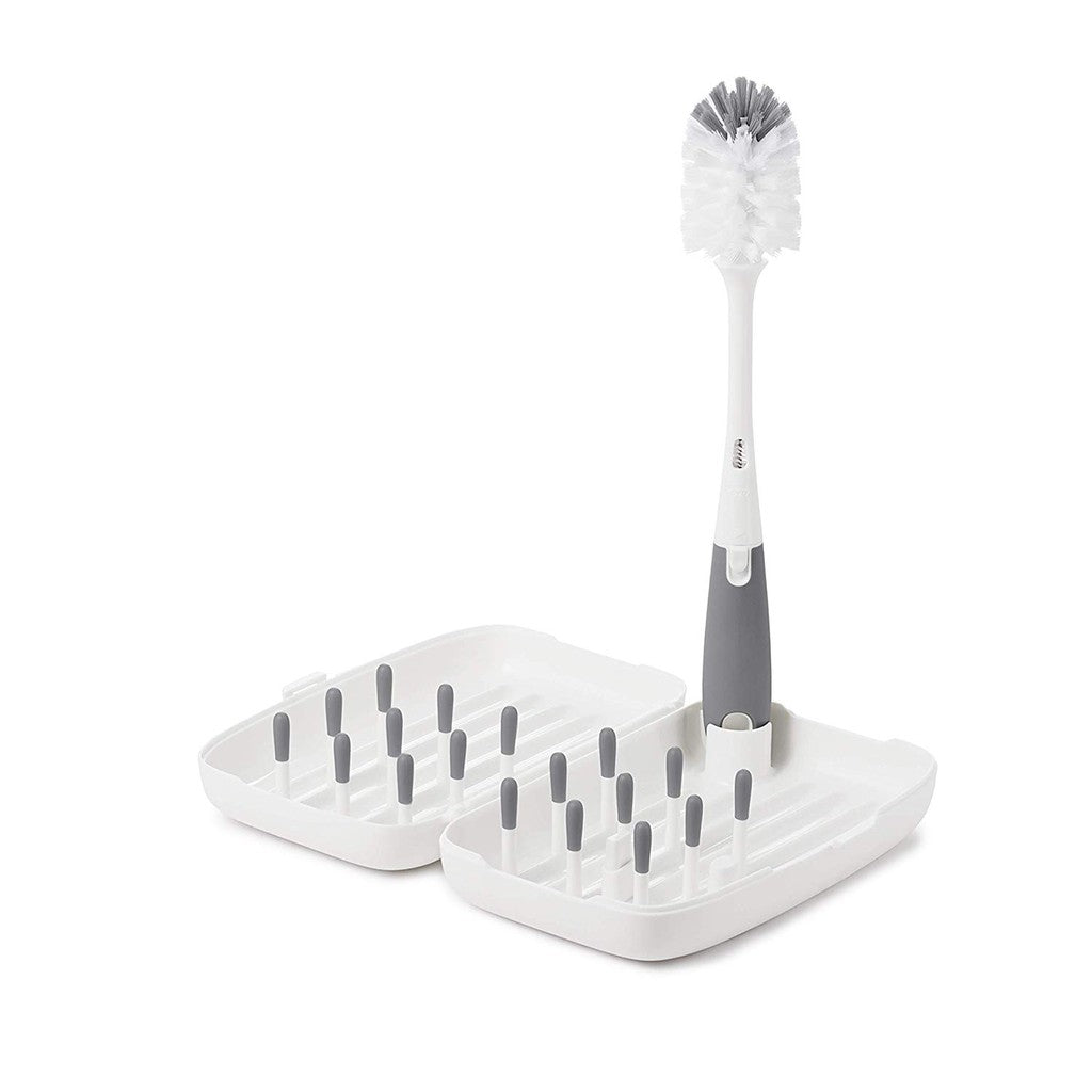 OXO Tot On The Go Drying Rack (With Bottle Brush)- Grey