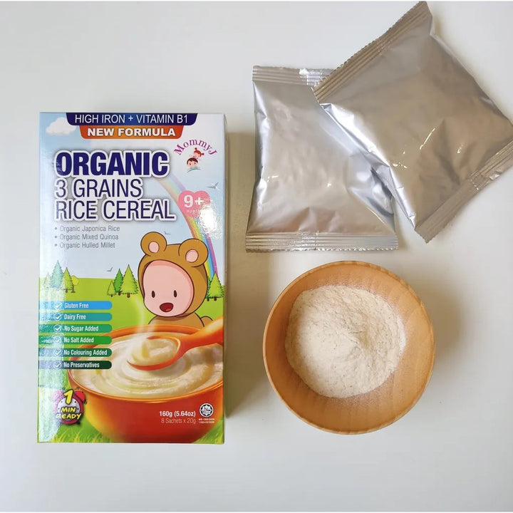 Mommy J Baby Organic 3 Grains Rice Cereal with High Iron