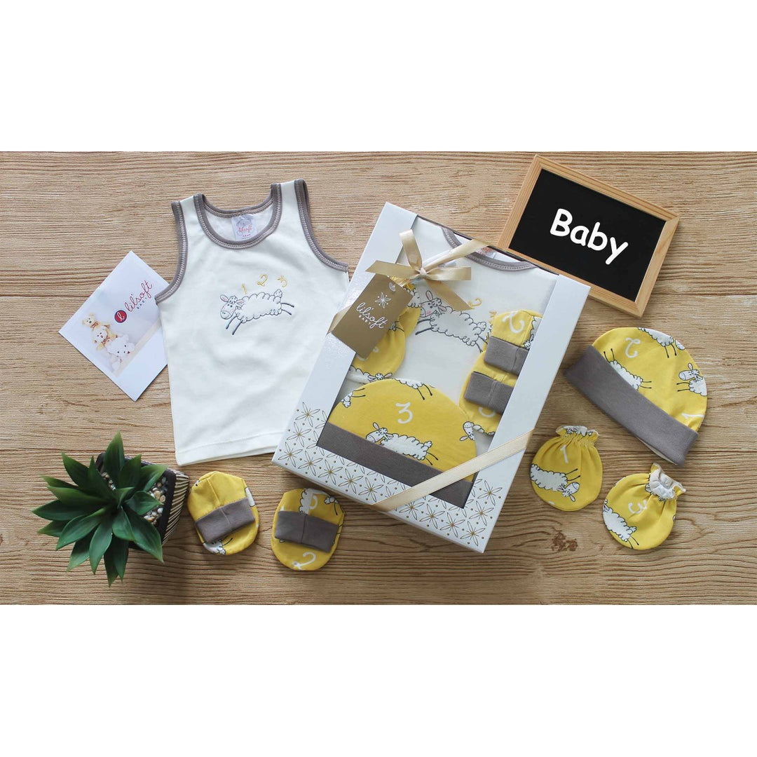 Lil'soft Wonderful Memories 4 pcs Baby Gift Set 0-6 months- Yellow Sheep - image 3 - Happikiddo.com
