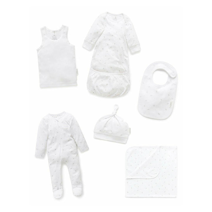 Purebaby Australia Newborn Hospital Pack- Pale Grey Leaf