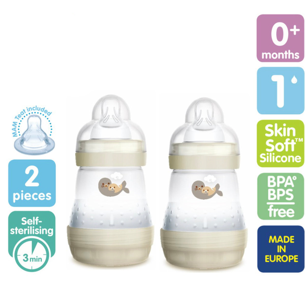 MAM Easy Start Anti Colic Bottle 160ml Ivory - 2 packs (B716U) – image 2