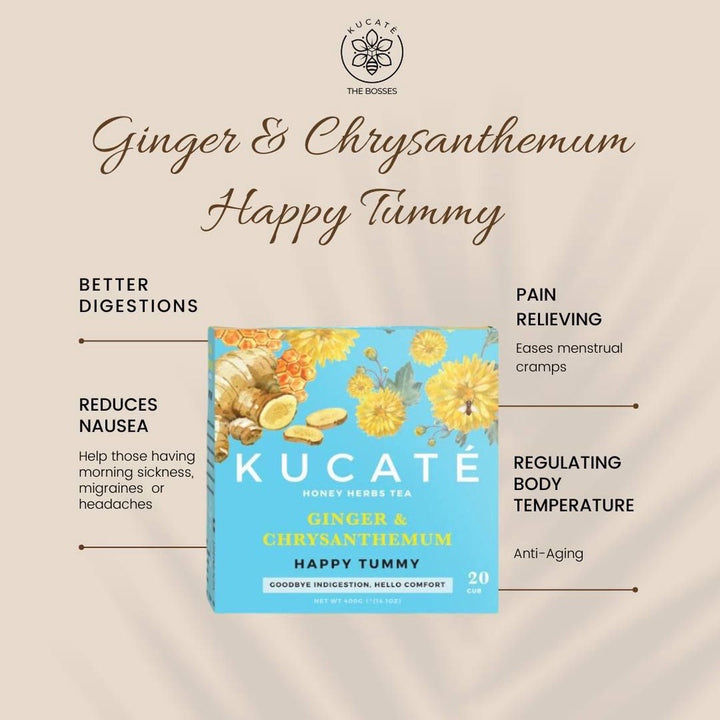 KUCATE Ginger & Chrysanthemum Honey Herbal Tea (Happy Tummy)