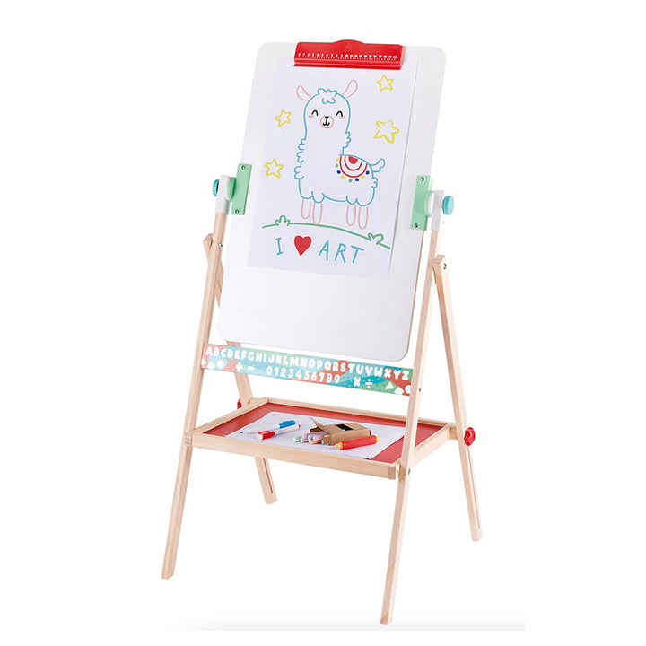 Hape  Flip Flat Easel Foldable Double-Sided Free Standing Blackboard & Whiteboard With Chalks, Markers