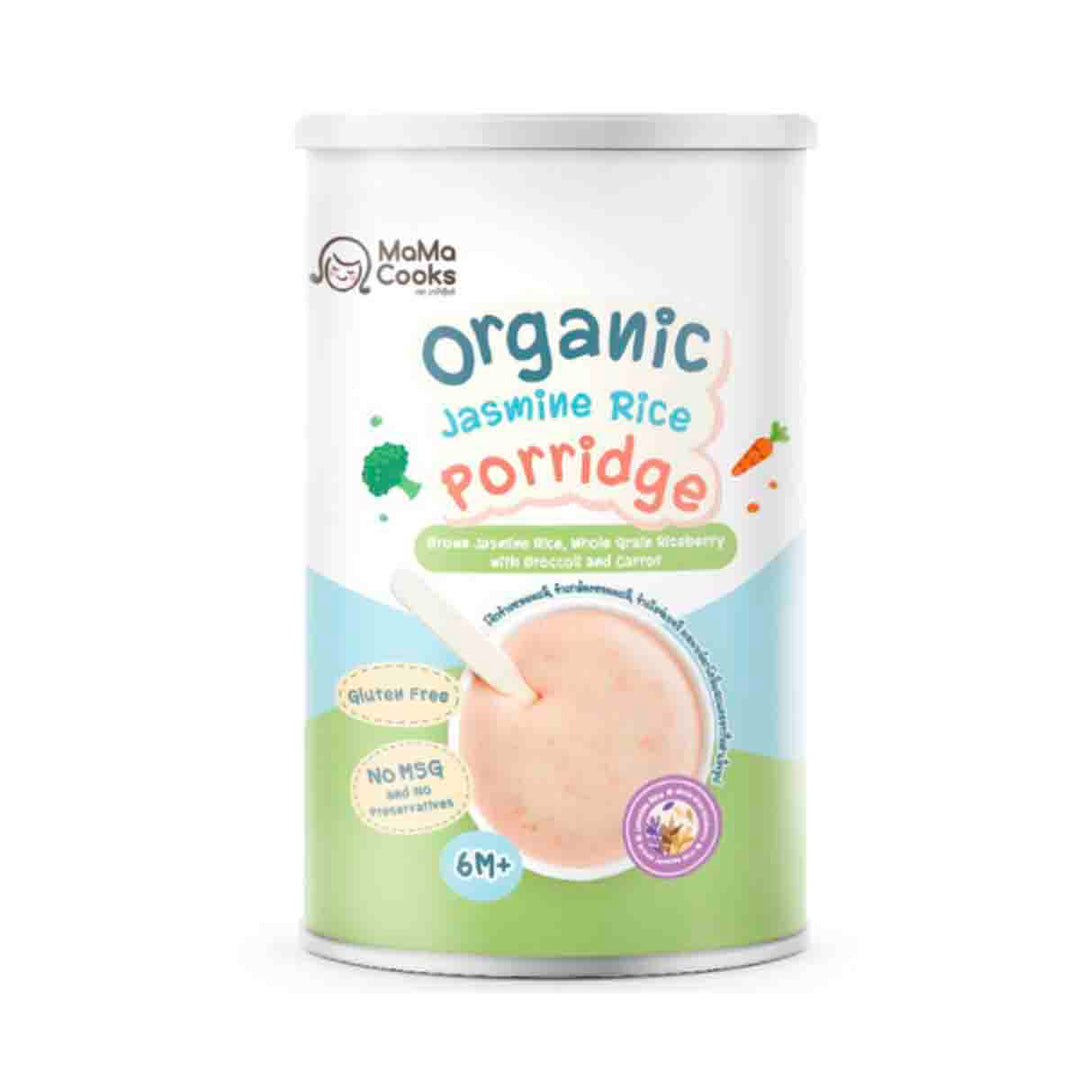 Mama Cooks Organic Baby Porridge Brown Jasmine Rice with Wholegrain Riceberry, Broccoli and Carrot 180g