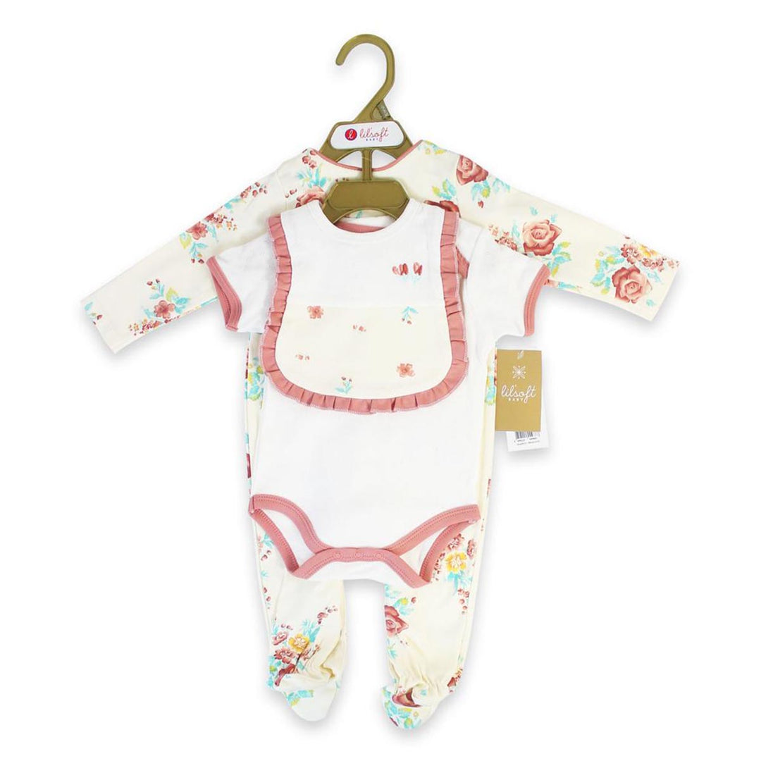 Lil'soft 4pcs Set- Pink Flowers (0-6 months) - Happikiddo.com
