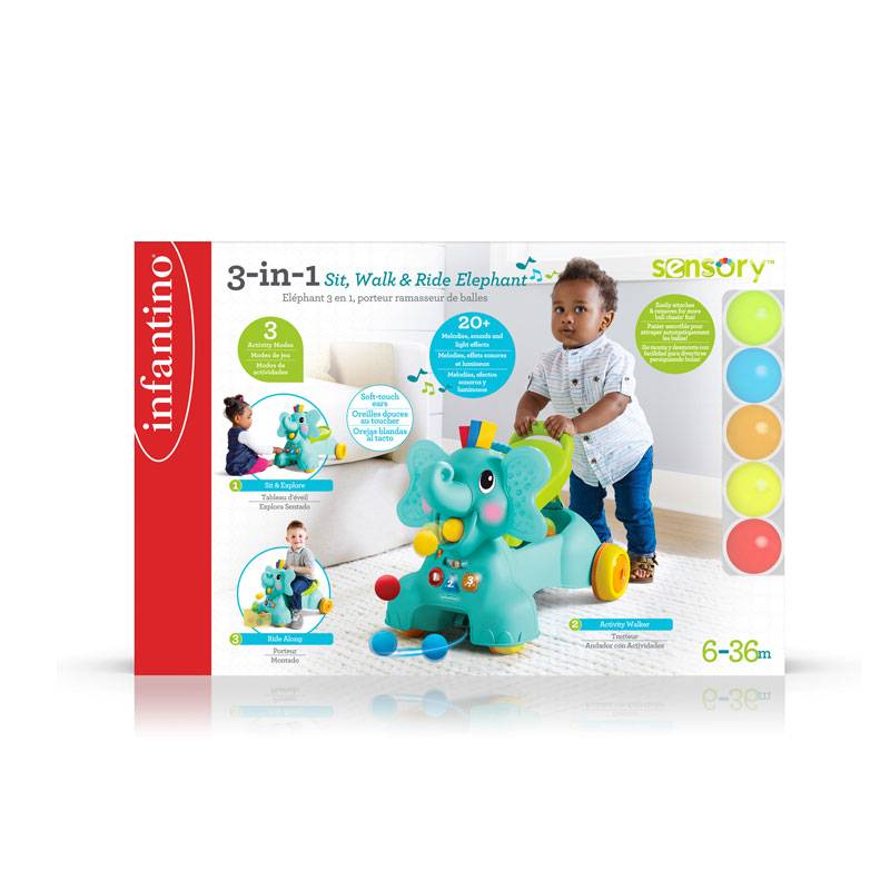 Infantino 3-In-1 Sit, Walk & Ride Elephant (F217023)