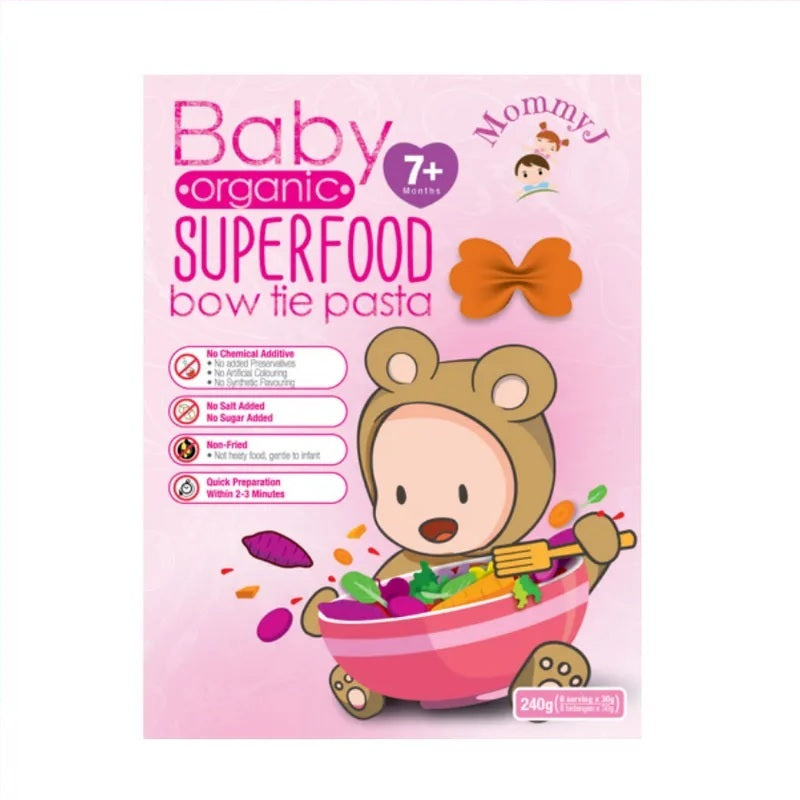 Mommy J Baby Organic Superfood Bow Tie Pasta 7m+