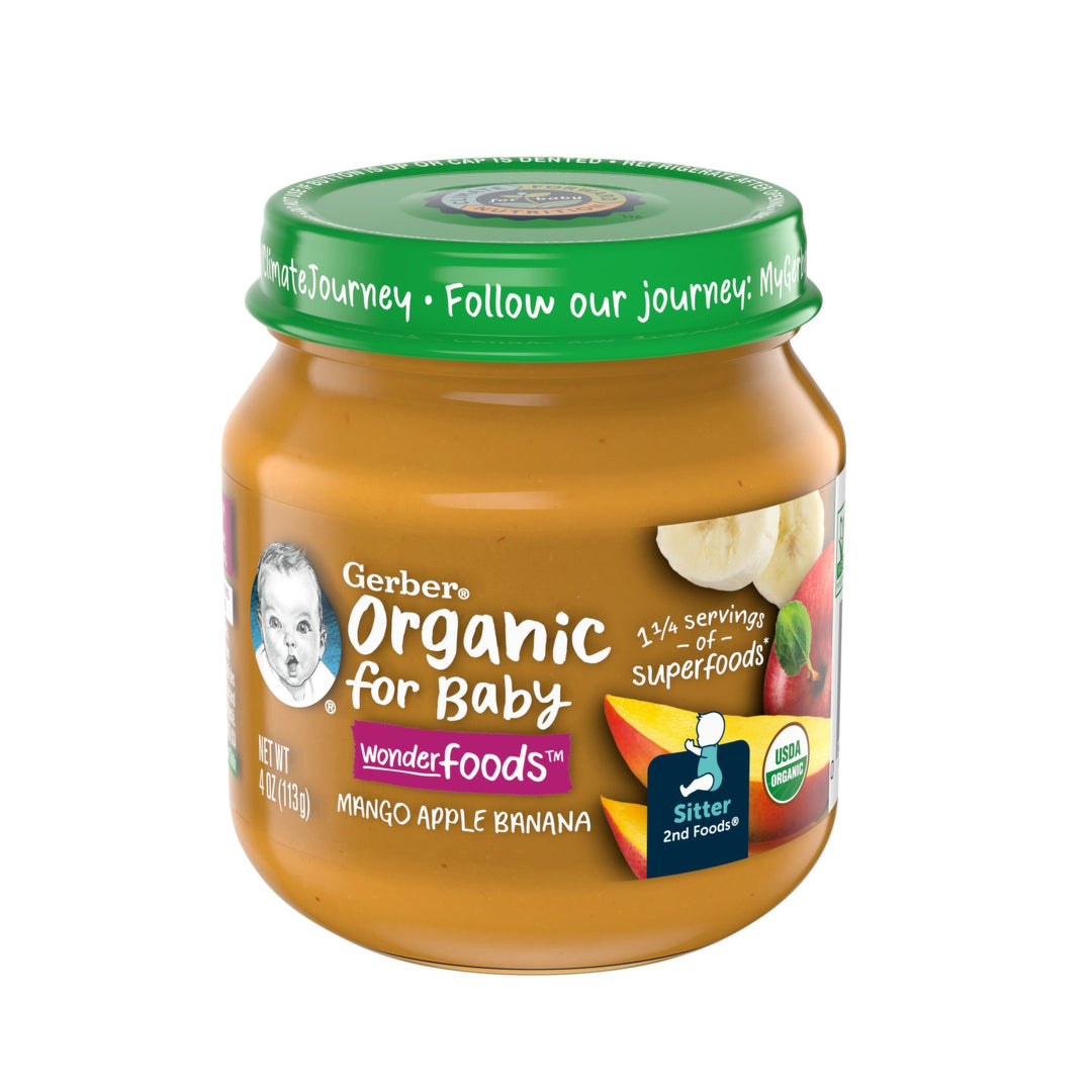 Gerber Organic 2nd Foods Mango Apple Banana Baby Food, 4 oz Glass Jar