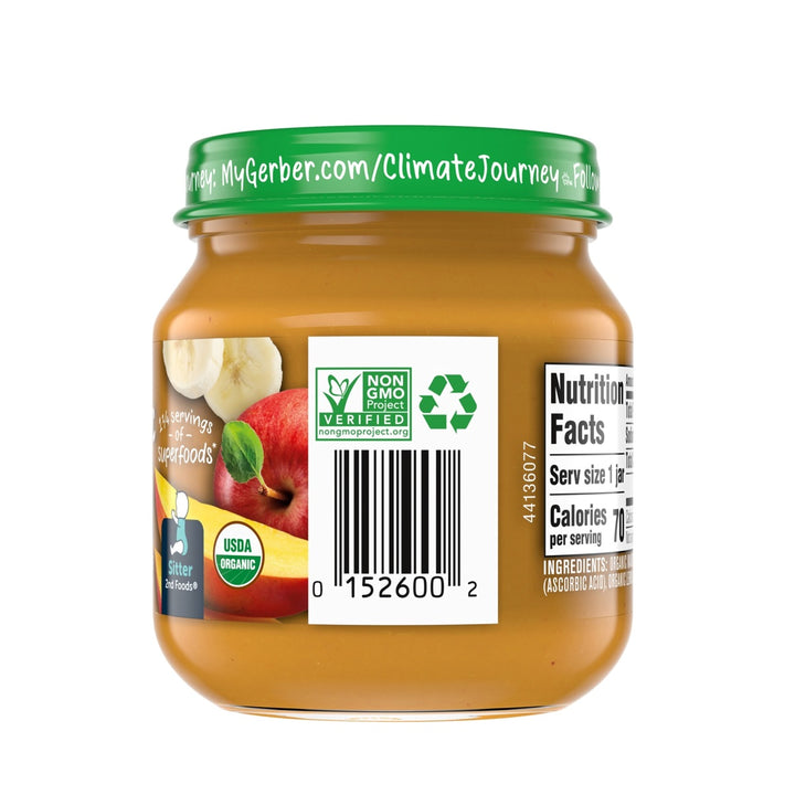 Gerber Organic 2nd Foods Mango Apple Banana Baby Food, 4 oz Glass Jar
