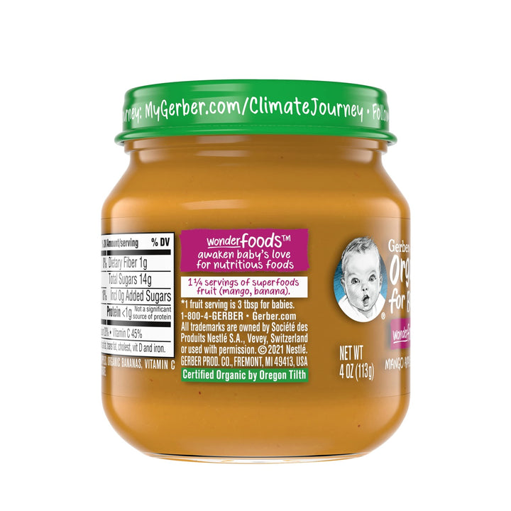Gerber Organic 2nd Foods Mango Apple Banana Baby Food, 4 oz Glass Jar