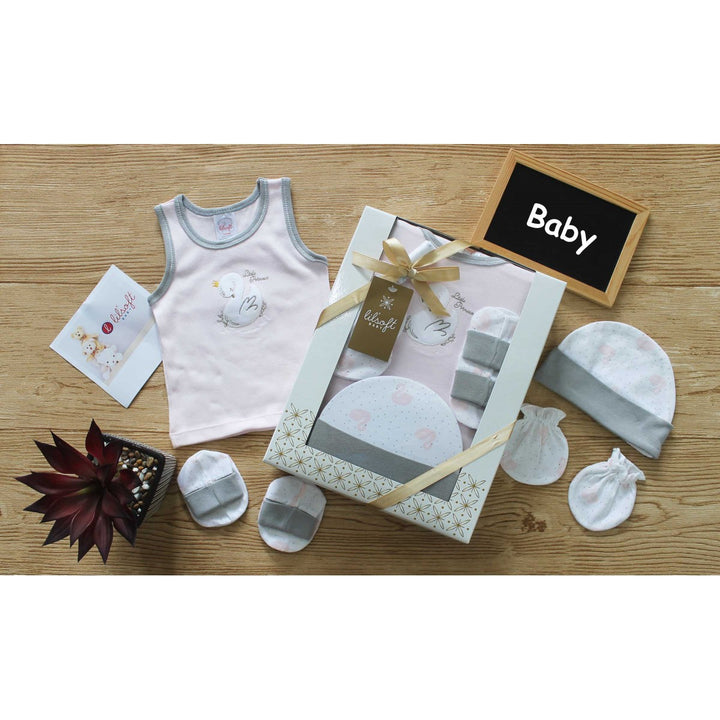 Lil'soft Wonderful Memories 4 pcs Baby Gift Set 0-6 months- Pink Swan