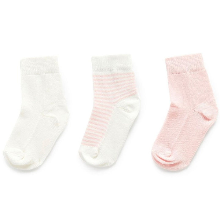 Purebaby Organic Cotton Socks 3 Pack- Pink