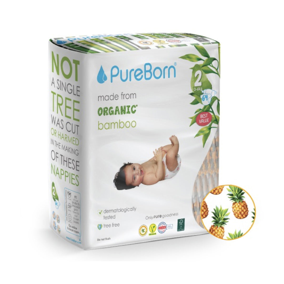 PureBorn Organic Tape Diaper (Double Pack) Assorted Design