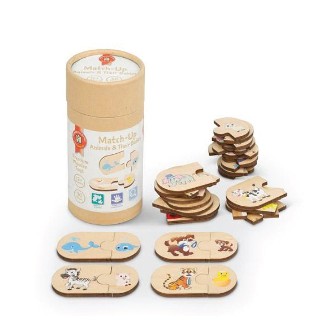 Learning Can Be Fun - Match Up Animals & Their Babies Wooden Puzzles