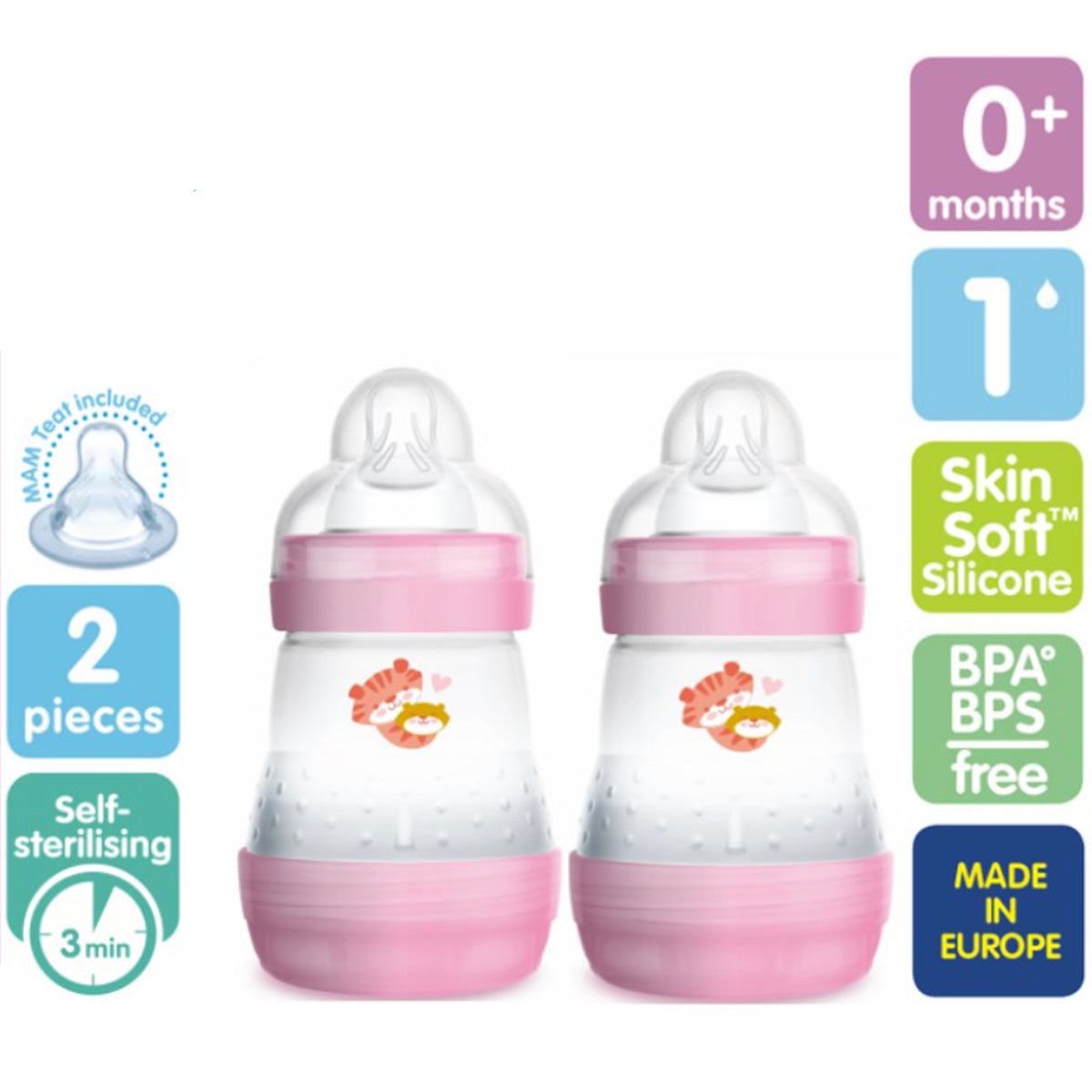 MAM Easy Start Anti Colic Bottle 160ml Pink - 2 packs (B716G) – image 2
