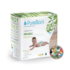 PureBorn Organic Tape Diaper (Single Pack) Assorted Design