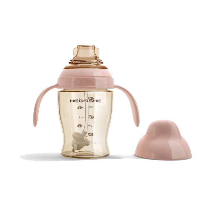HE OR SHE Dental Care Antibacterial Sippy Cup 6oz/ 180ml (6m+)- Pink