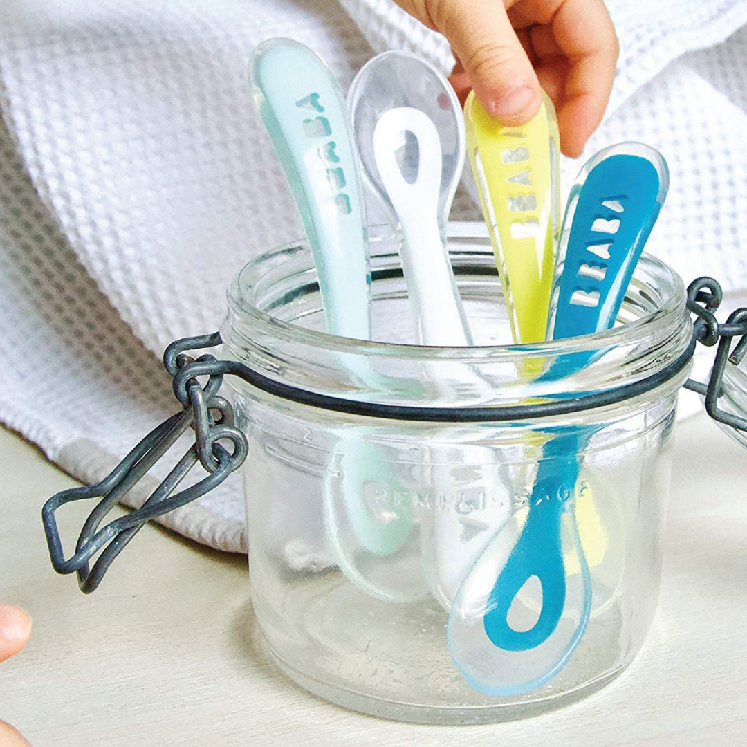Beaba Silicone Ergonomic 1st Age Spoon-Blue - Happikiddo.com