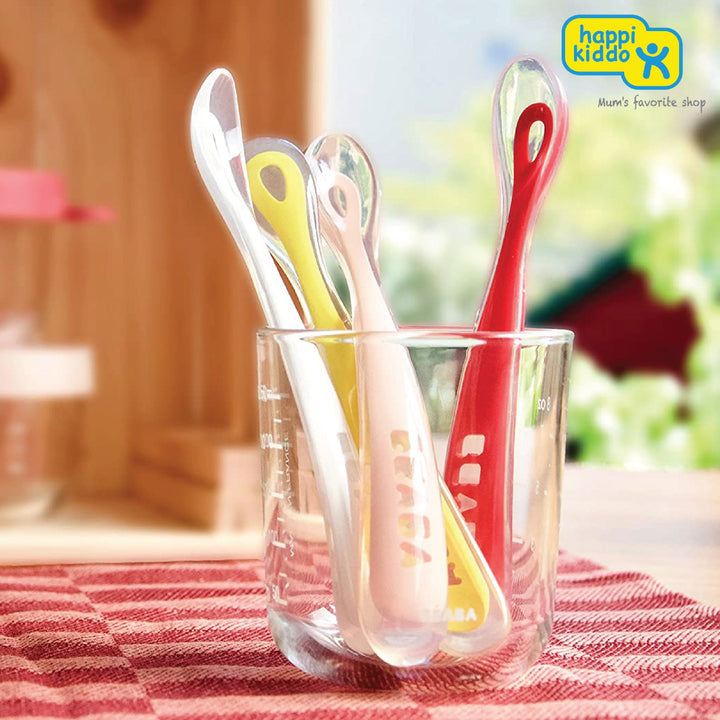 Beaba Set of 4 Ergomic 1st Age Silicone Spoons - Happikiddo.com