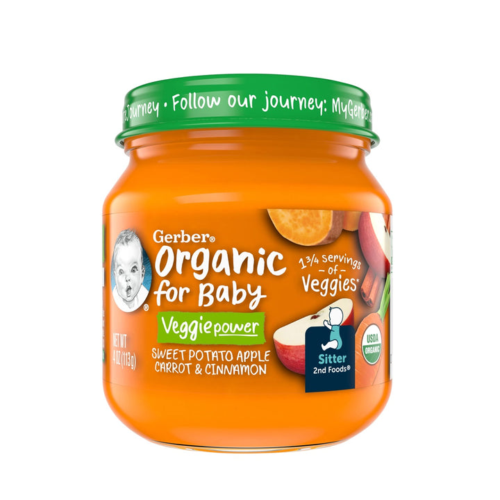 Gerber Organic 2nd Foods Sweet Potato Apple Carrot Cinnamon Baby Food, 4 oz Glass Jar