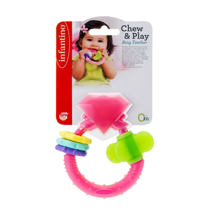 Infantino Chew & Play Ring Teether- Pink (F306832)