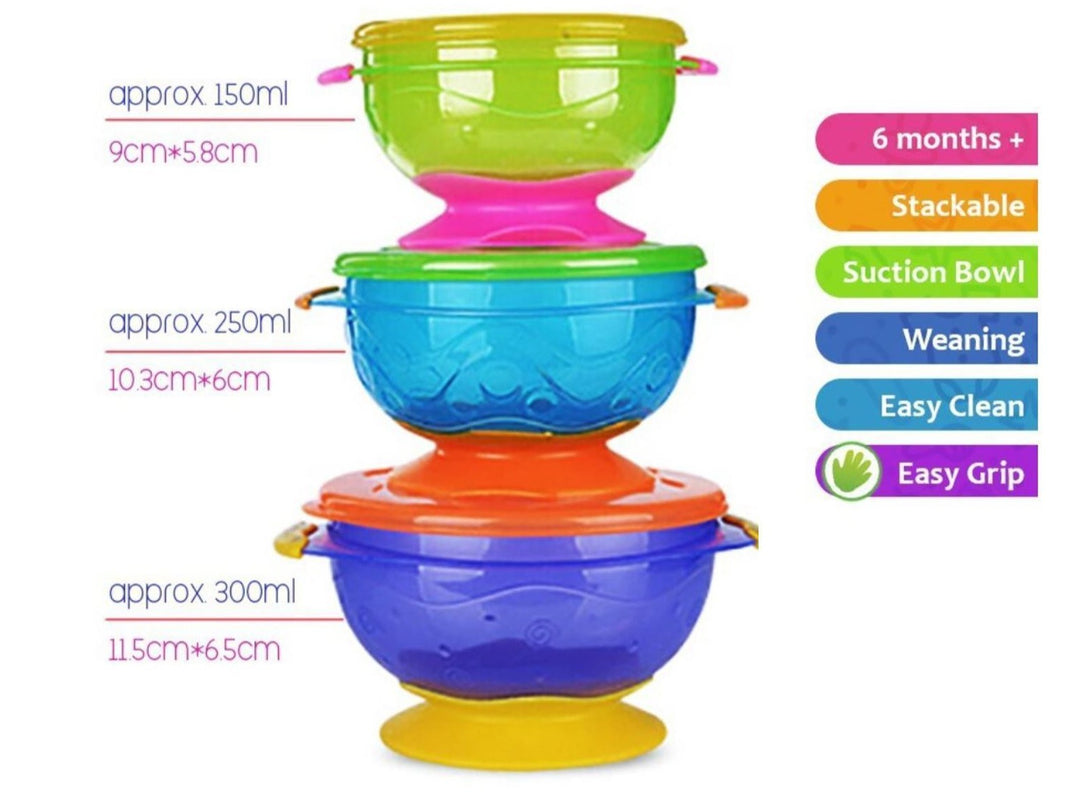 Nuby Stackable Suction Bowl- 3 pcs