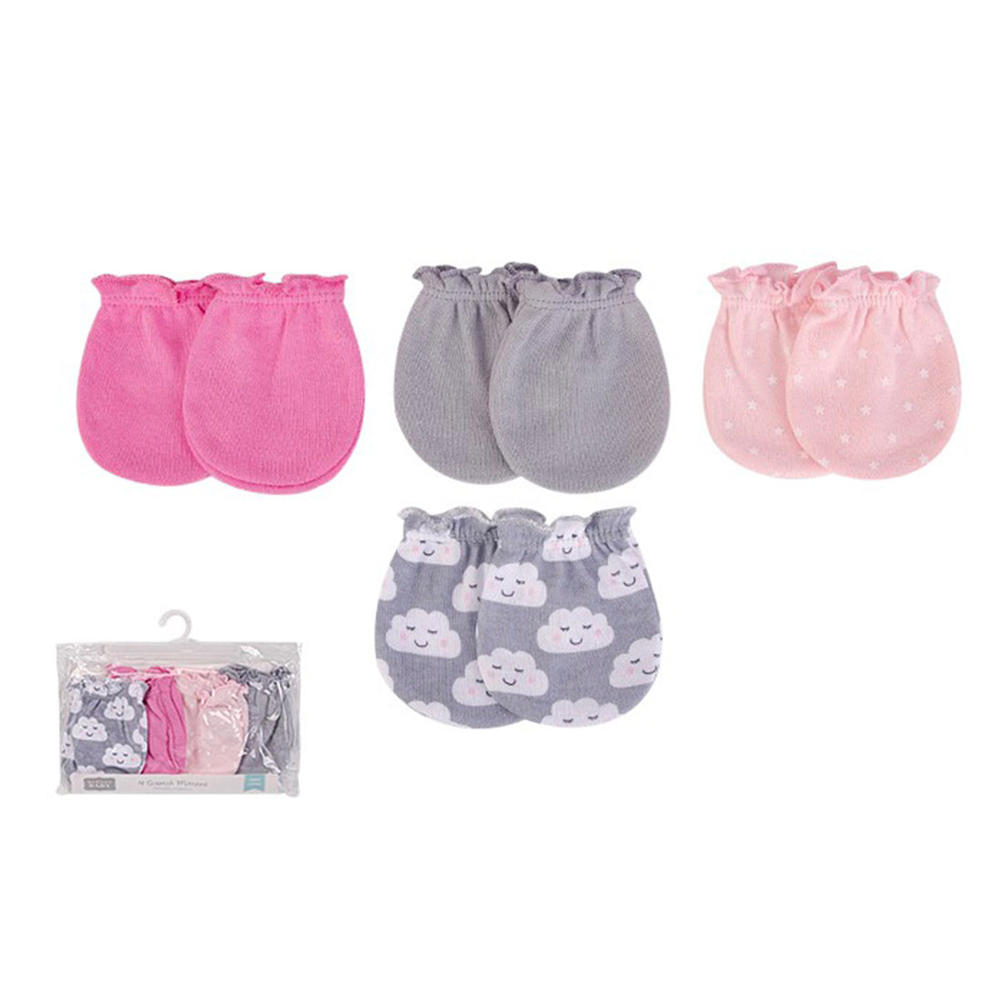 Hudson Baby 4 Scratch Mittens- Grey Clouds