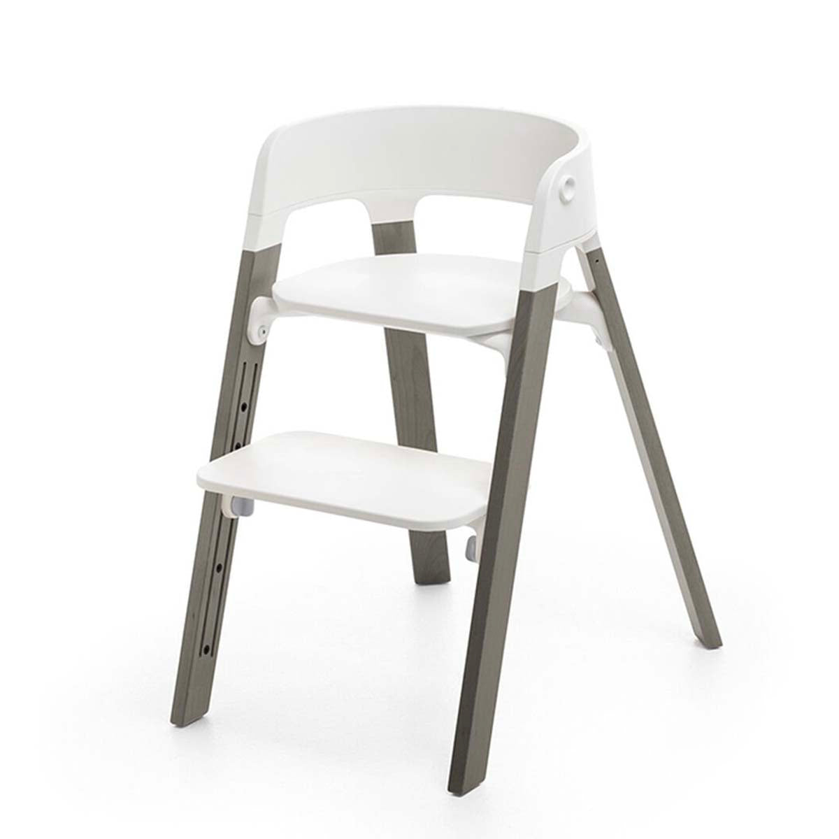 Stokke Steps Chair White Seat Hazy Grey Leg