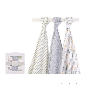 Hudson Baby 3 Swaddle Blankets- Wild Safari