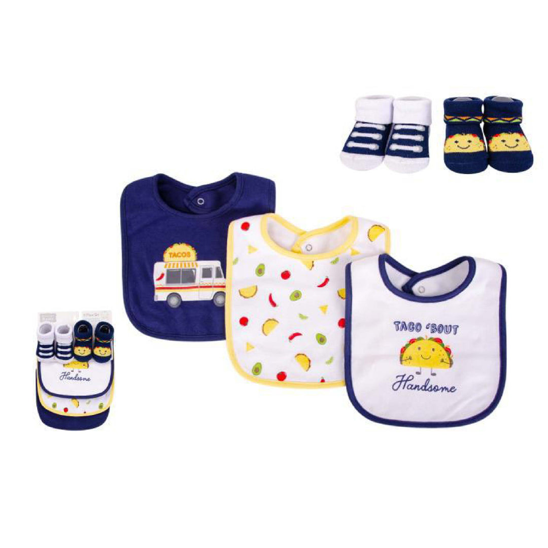 Hudson Baby Bib & Socks Set- Taco Handsome