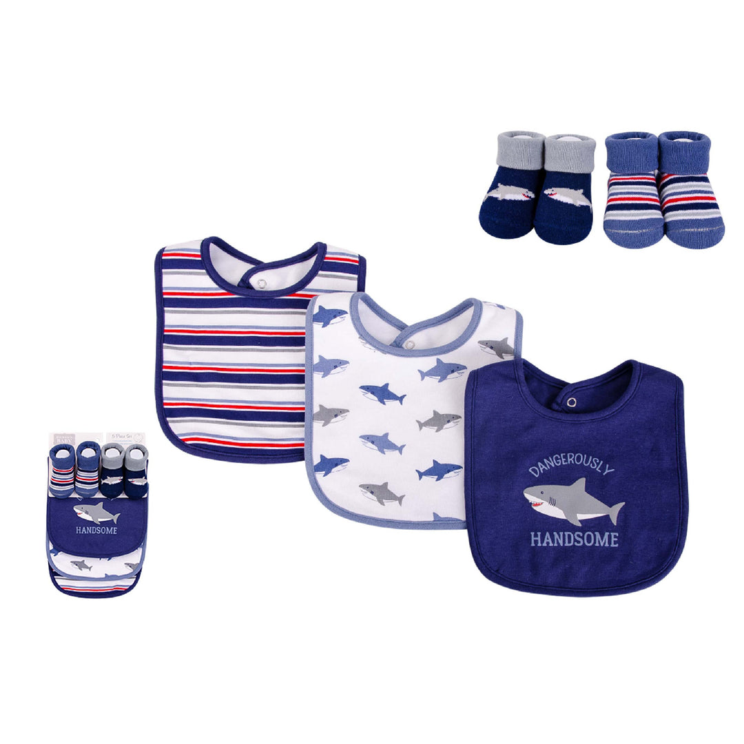 Hudson Baby Bib & Socks Set- Handsome Shark