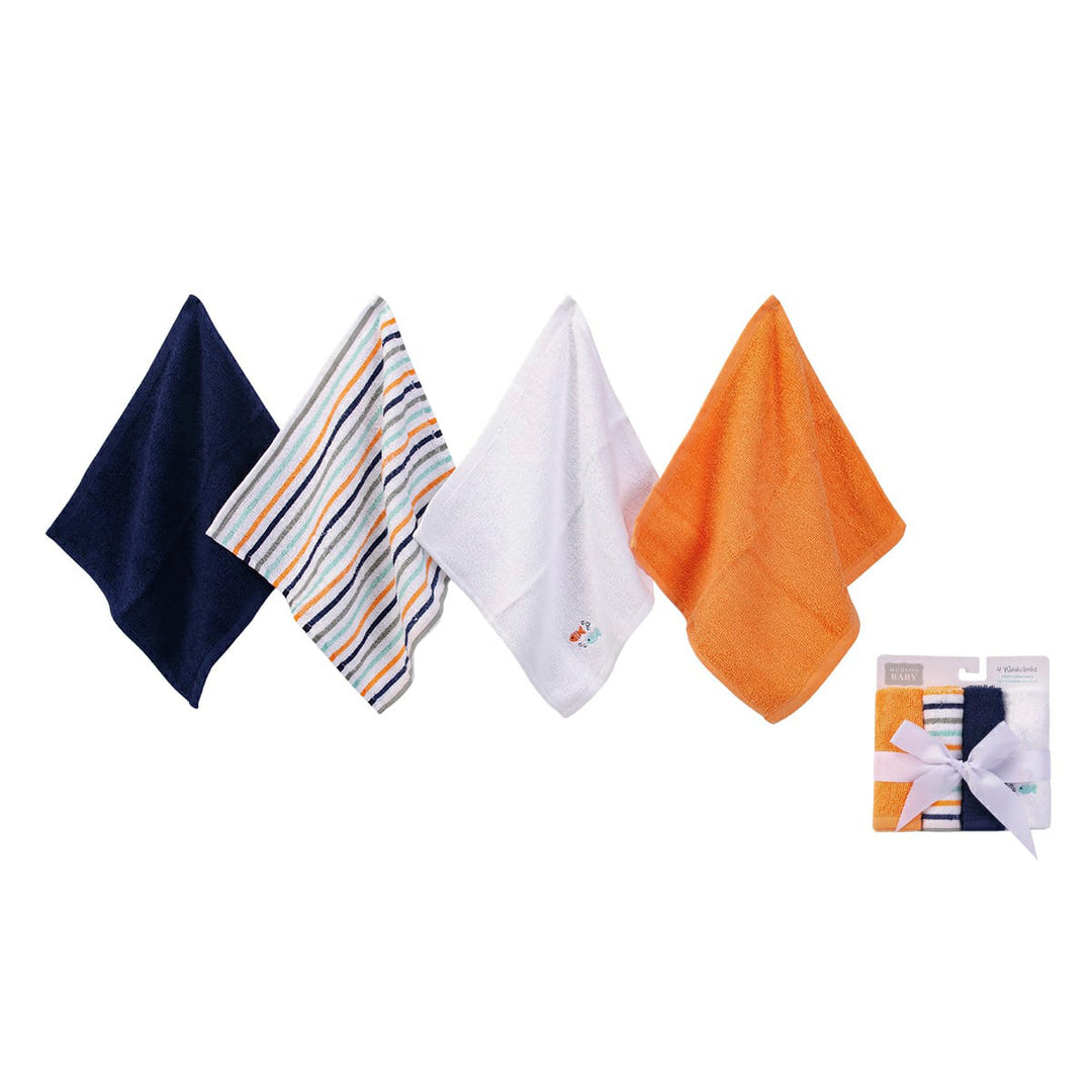Hudson Baby 4 Washclothes- Happy Fish