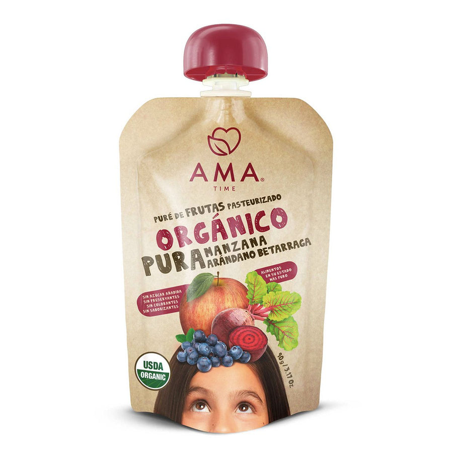 Ama Time Organic Fruit Pouch 90g- Apple Beetroot & Blueberry